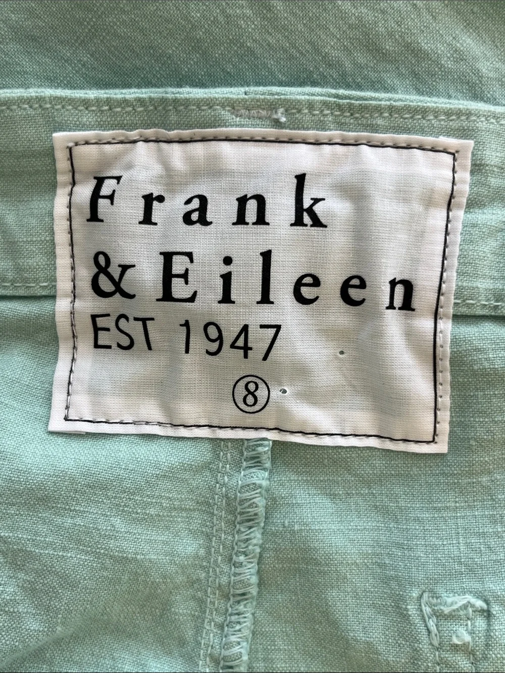 Frank & Eileen Jameson Linen Cotton Blend Seafoam Blue Jogger Pants Size 8